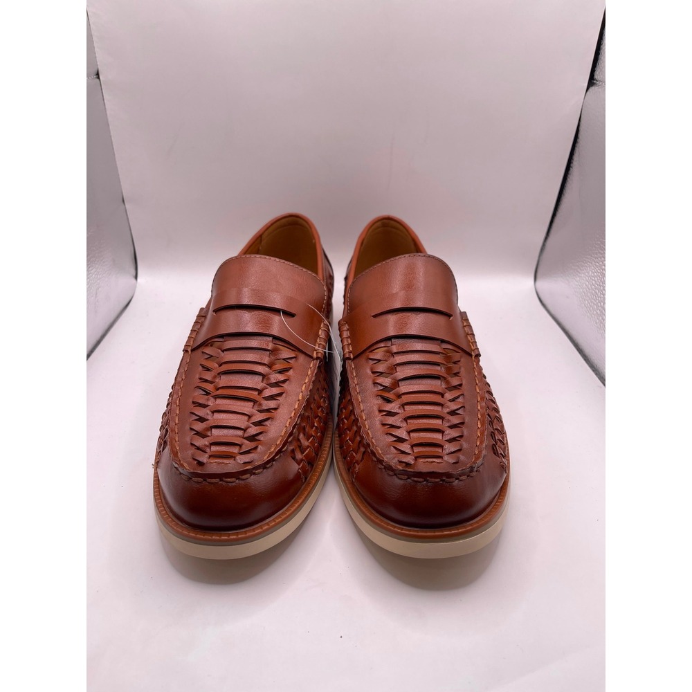 Stafford Barolo Cognac Woven Penny Loafers Mens 10 M Memory Foam Slip On Shoes